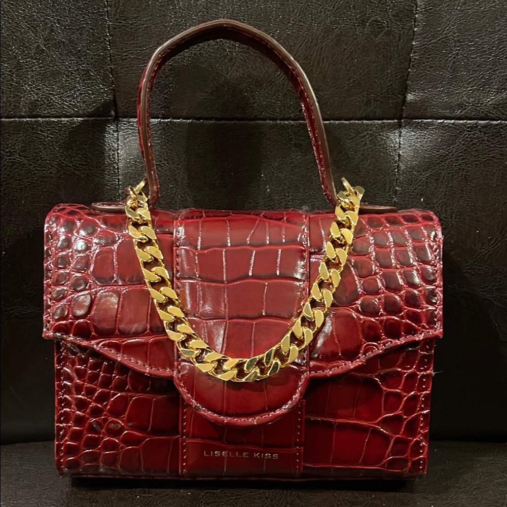LISELLE KISS Meli Convertible Crossbody Bag - Burgundy Embossed/Gold